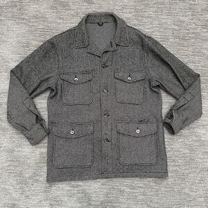 VTG Field & Stream Jacket Mens 40 Black White Houndstooth Shacket Mackinaw 50s